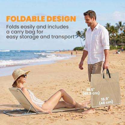 Beach Lounge Chair Set, 2 Pieces, Folding Chaise, Beige Beach Accessories at Gallery Canada