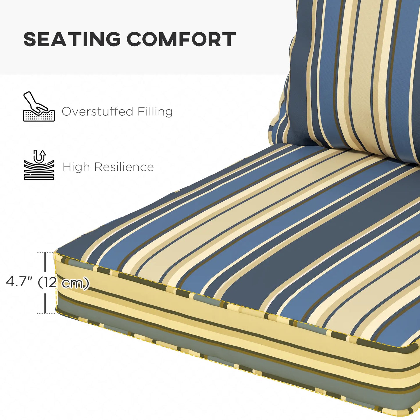 Seat Cushion Back Pillows Set of 2, Patio Chair Cushions, Indoor Outdoor, Blue Patio Chair Cushions at Gallery Canada