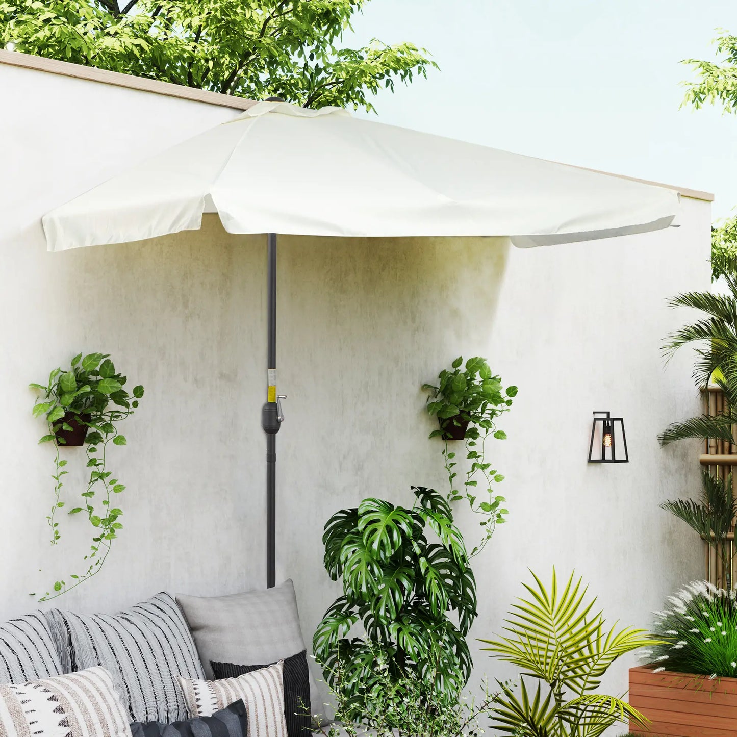 7.5ft Half Umbrella with Crank Handle, Top Vent, Cream Sun Umbrellas at Gallery Canada