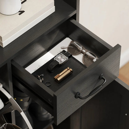 Farmhouse Shoe Storage Cabinet, Side Cabinet, Adjustable Shelves, Black Shoe Storage Cabinets & Racks at Gallery Canada
