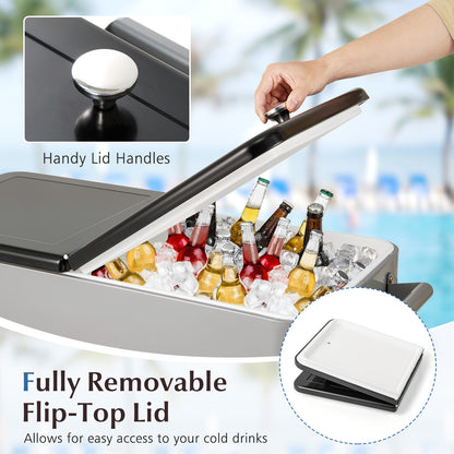 Portable Patio Cooler with Bottom Storage Shelf and Bottle Opener, Gray Coolers at Gallery Canada