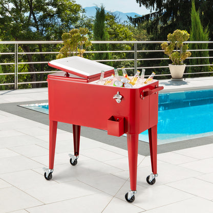 Red Portable Outdoor Patio Cooler Cart, Red Patio Bar Furniture at Gallery Canada