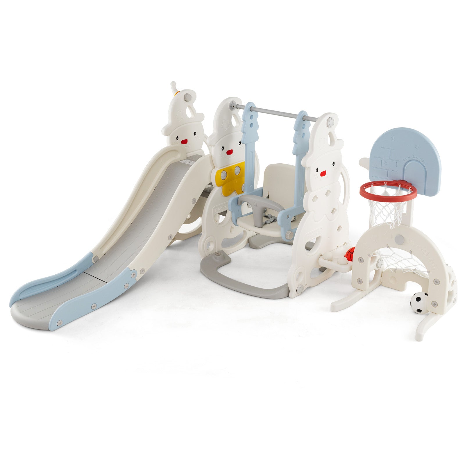 7 in 1 Toddler Slide and Swing Set with Height Adjustable Swing and Basketball Hoop, Multicolor Swing & Playsets at Gallery Canada