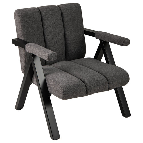 Oversized Accent Chair with Metal Frame and Armrests, Gray