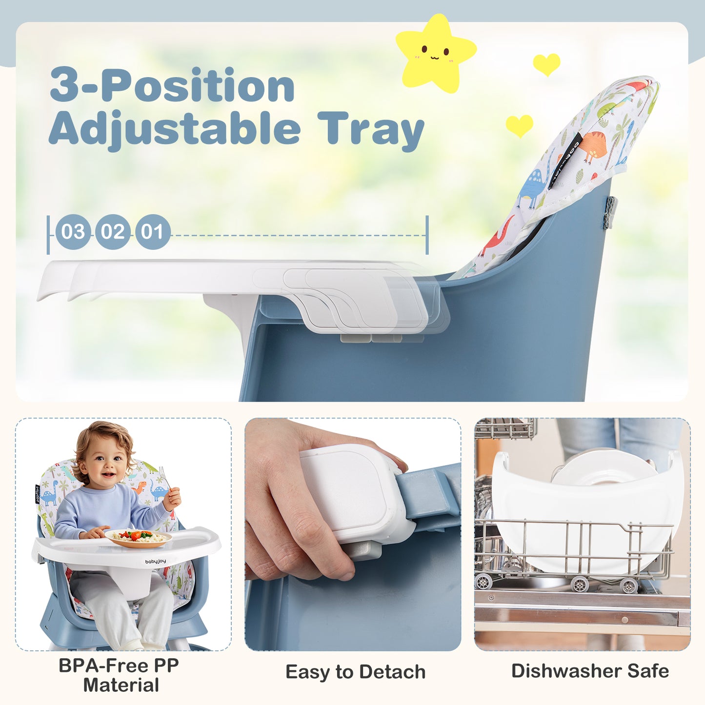 16-in-1 Baby High Chair with Activity Center and Booster Seat for Babies and Toddlers-Celadon, Green High Chairs at Gallery Canada