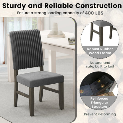 Dining Chair Set of 2 Mid-Century Modern Velvet Fabric Upholstered Chairs-Grey, Gray Dining Chairs at Gallery Canada