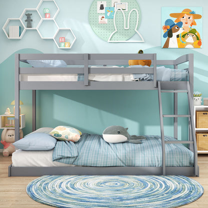 Twin Over Full Bunk Bed Low Floor Bunk Bed Frame, Gray Bunk Bed Frame at Gallery Canada