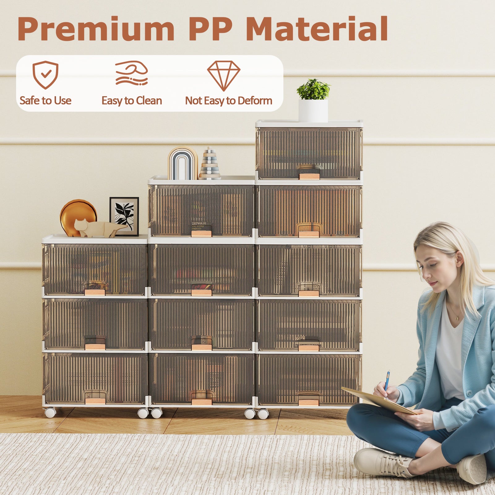 3/4/5/6-Cube Stackable Storage Bins with Detachable Wheels-4 Cube, White Shoe Racks & Storage Benches at Gallery Canada