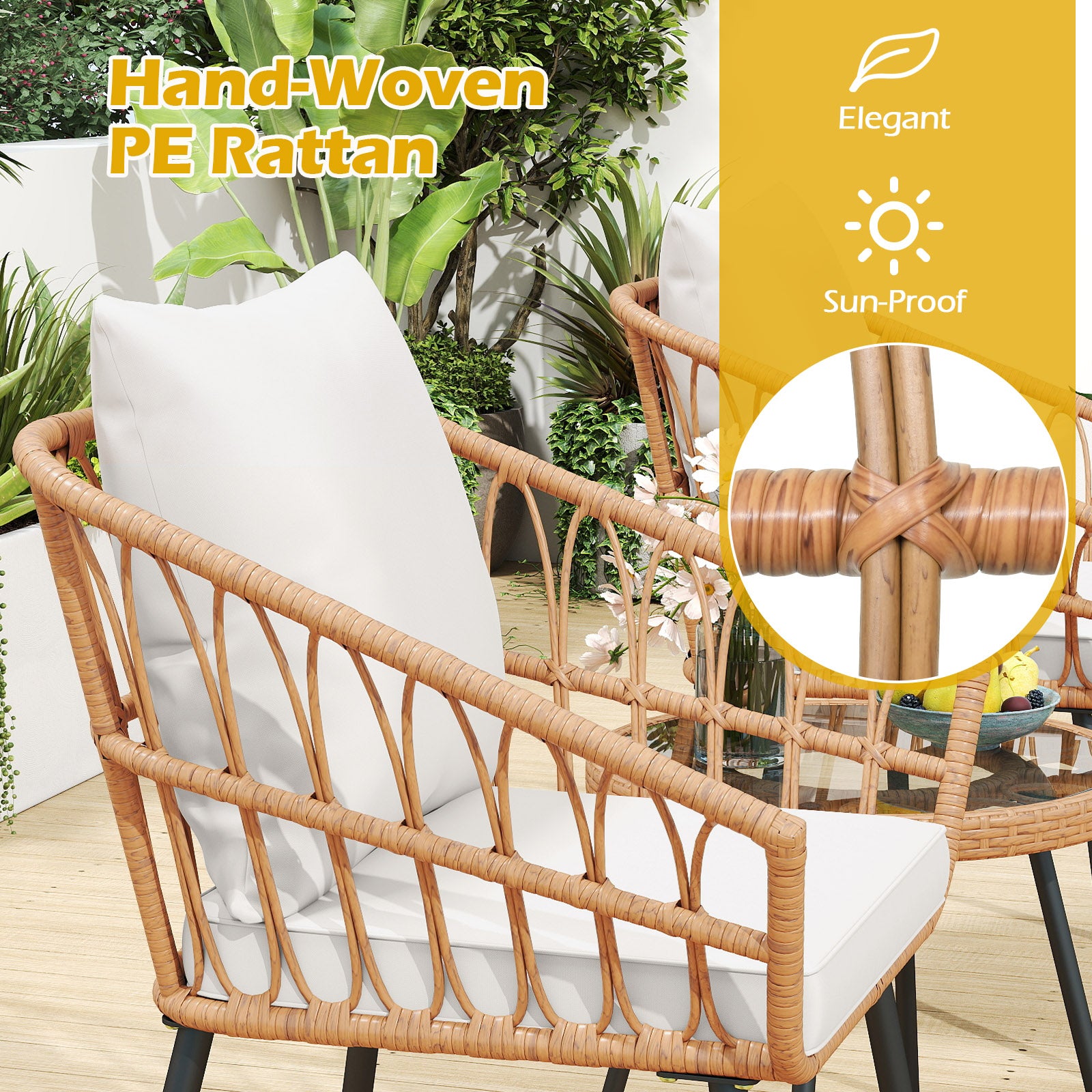 3 Piece Patio Bistro Set, Heavy Duty Metal Frame, Beige Patio Conversation Sets at Gallery Canada