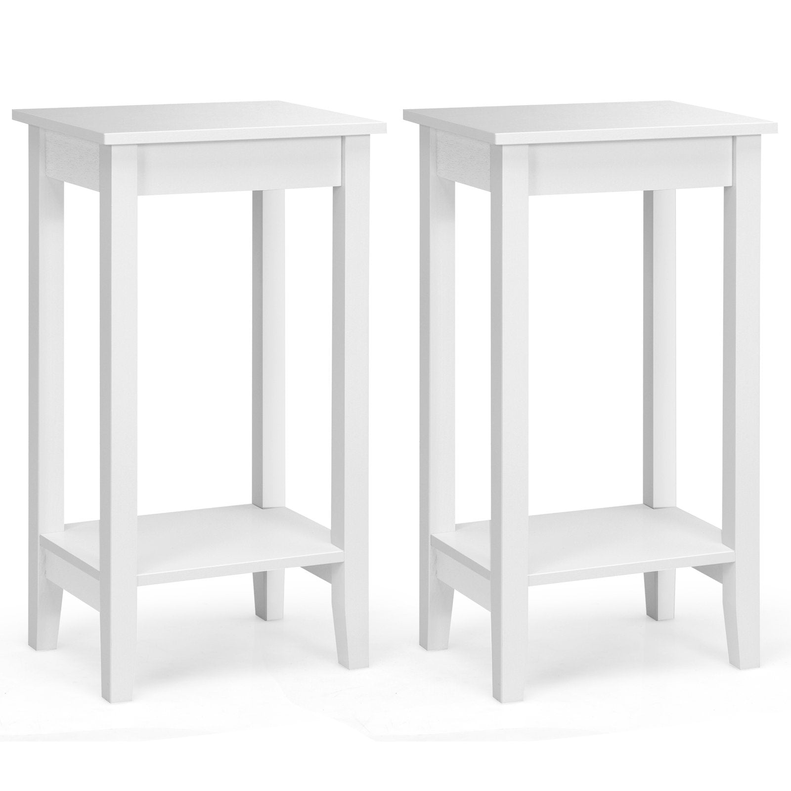 Set of 2 Versatile 2-Tier End Table with Storage Shelf, White End & Side Tables White at Gallery Canada