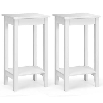 Set of 2 Versatile 2-Tier End Table with Storage Shelf, White End & Side Tables White at Gallery Canada