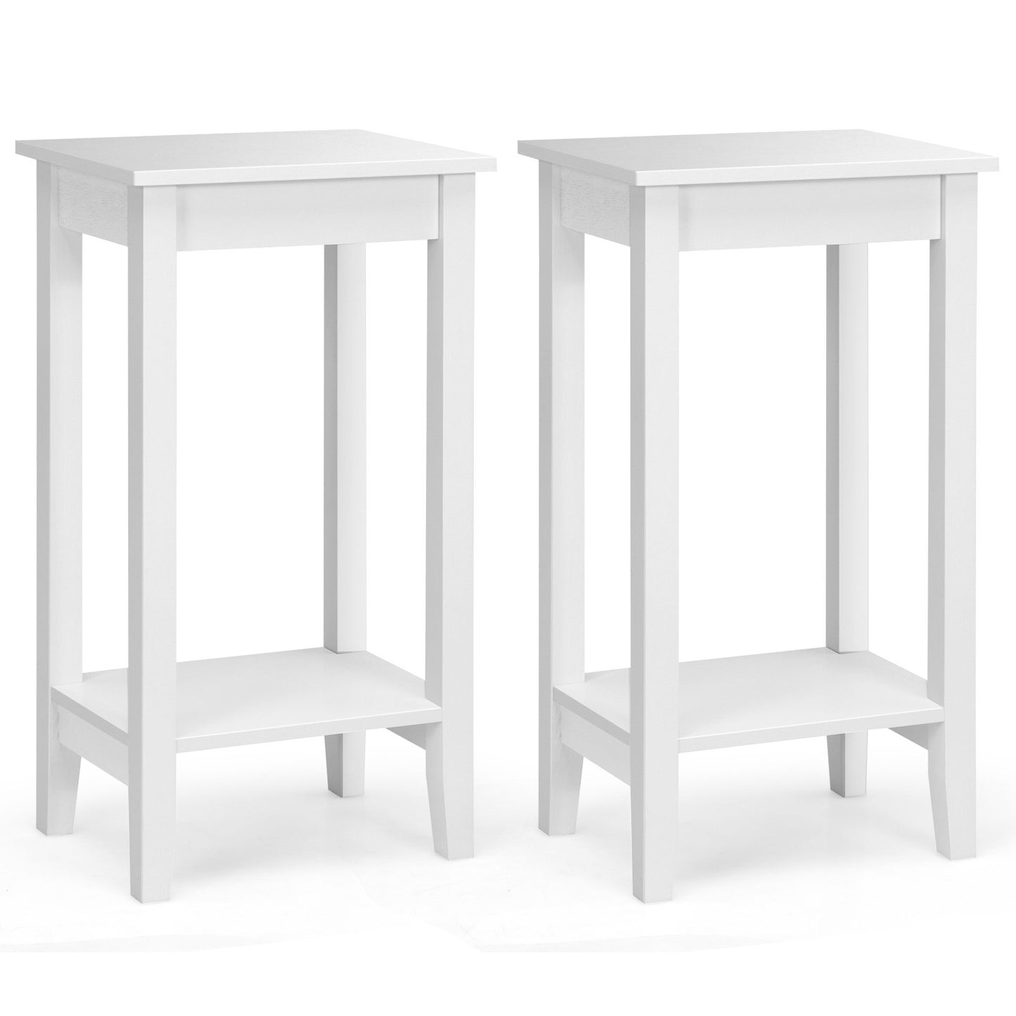 Set of 2 Versatile 2-Tier End Table with Storage Shelf, White End & Side Tables at Gallery Canada