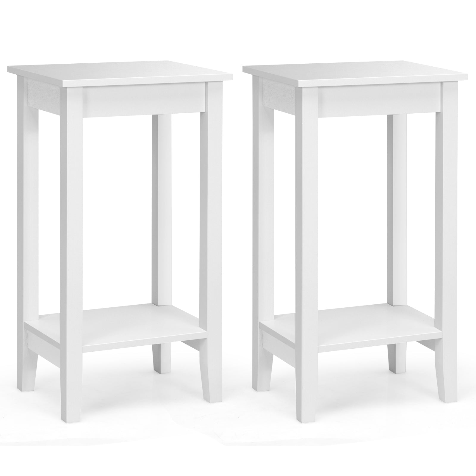 2-Tier End Table With Storage Shelf, Set of 2, White End & Side Tables at Gallery Canada