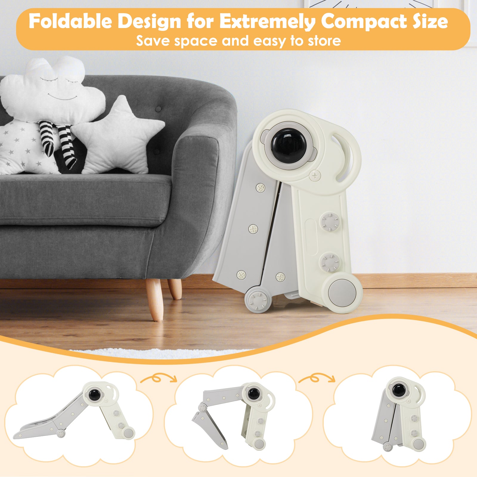 2 in 1 Baby Slide with Climber for Toddlers Age 18+ Months, Gray Climbers & Slides at Gallery Canada