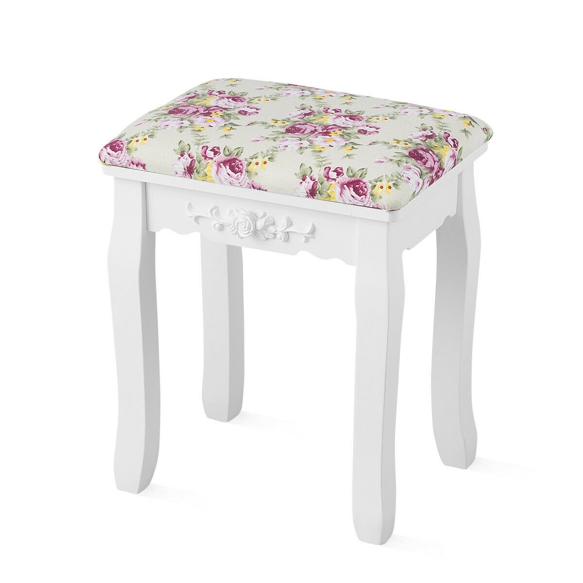 Makeup Dressing Table and Bench 3 Drawers and Cushioned Stool for Girls, White - Gallery Canada