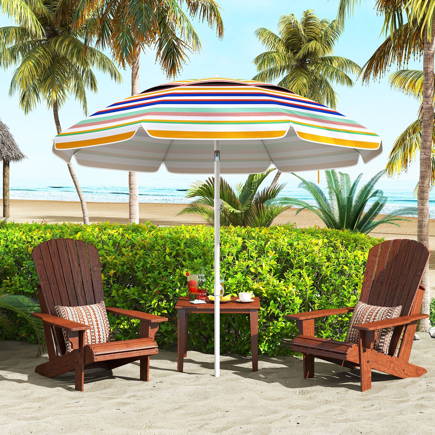 6.5 Feet Beach Umbrella with UPF50+ Sun Protection and Push Button Tilt-Colorful, Color Outdoor Umbrellas at Gallery Canada