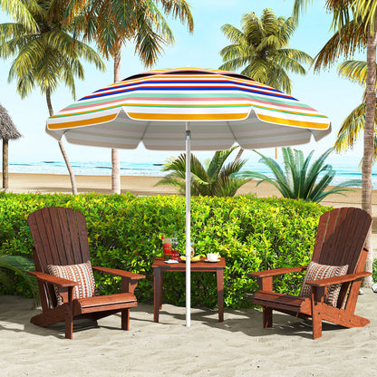 6.5 Feet Beach Umbrella with UPF50+ Sun Protection and Push Button Tilt-Colorful, Color Outdoor Umbrellas at Gallery Canada