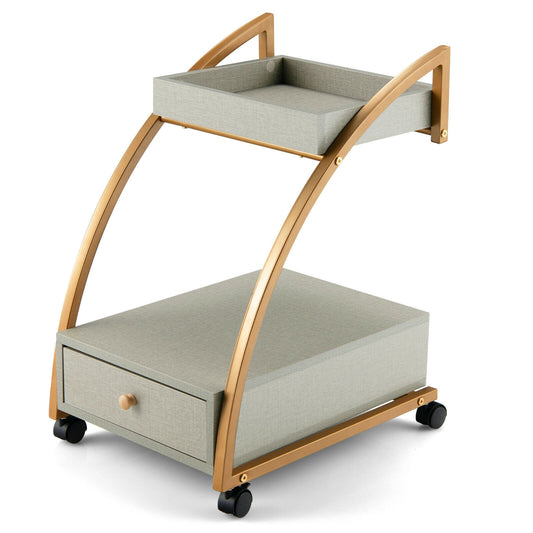 Modern Tray Top Rolling End Table, 4 Casters, Storage Drawer, Gray Kitchen Islands & Carts Gray at Gallery Canada