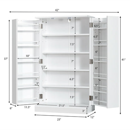 2-Door Kitchen Storage Cabinet Pantry Cabinet with 6 Adjustable Shelves, White Sideboards Cabinets & Buffets at Gallery Canada