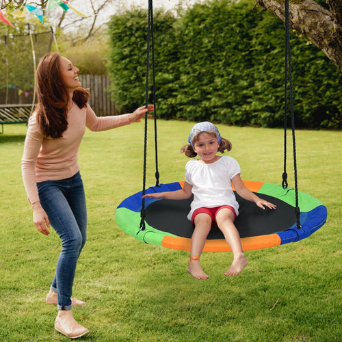 40-Inch Flying Saucer Tree Swing Outdoor Play Set with Easy Installation Process for Kids, Multicolor