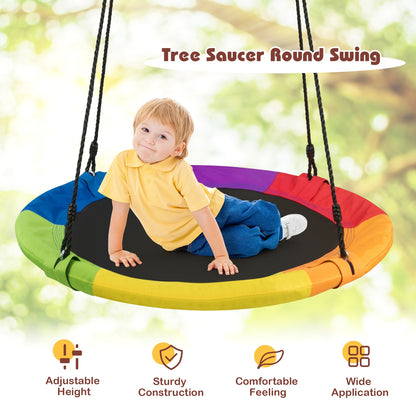 40-Inch Flying Saucer Tree Swing, Easy Installation, Multicolor