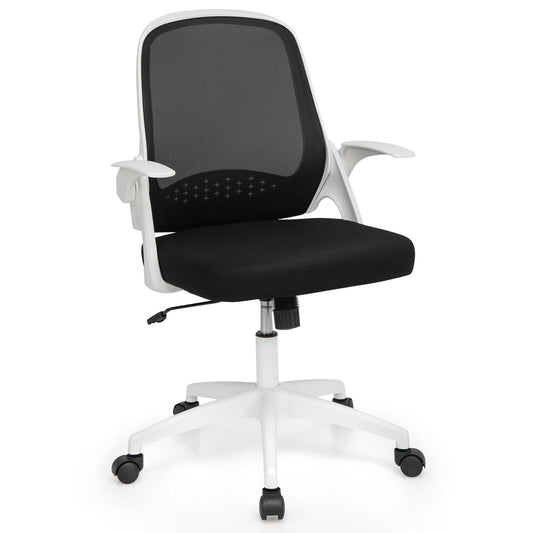 Adjustable Mesh Office Chair Rolling Computer Desk Chair with Flip-up Armrest, White