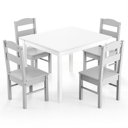 Kids 5 Piece Table and Chair Set Wooden Children Activity Playroom Furniture Gift, White Kids Table & Chair Sets White at Gallery Canada