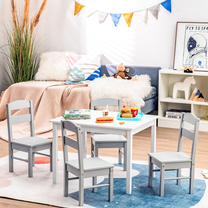 Kids 5 Piece Table And Chair Set, Wooden Activity Playroom Furniture, White Kids Table & Chair Sets at Gallery Canada