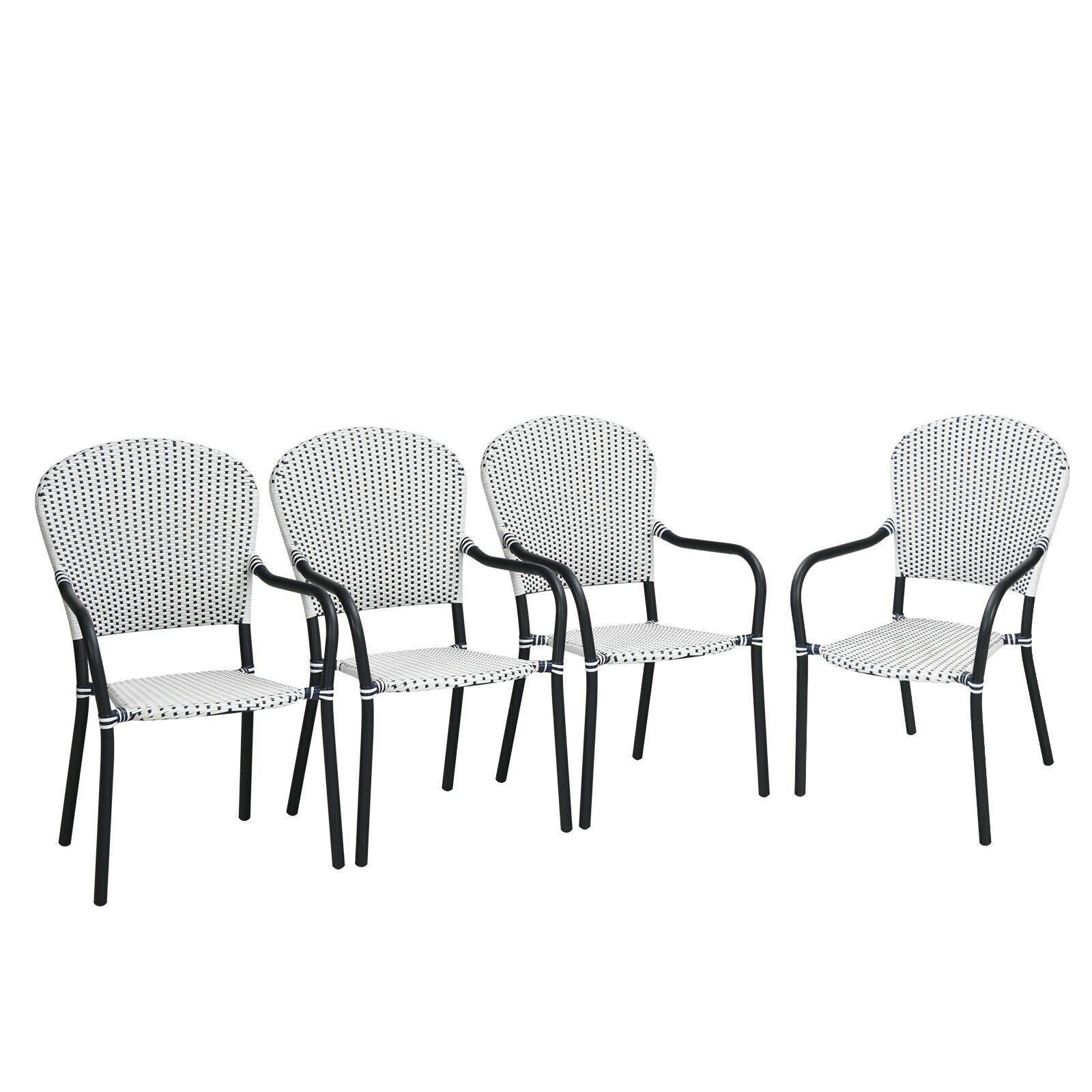 Patio Rattan Stackable Dining Chair Set, 4-Piece, White Patio Dining Chairs White at Gallery Canada