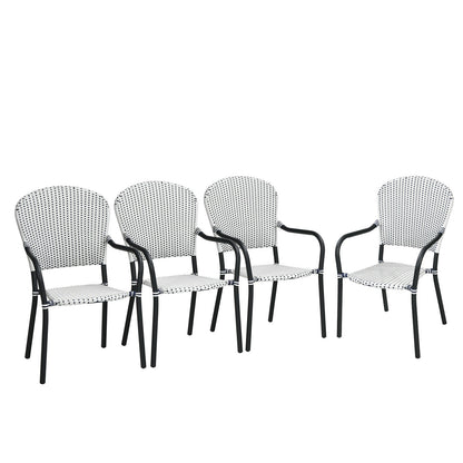 Patio Rattan Stackable Dining Chair Set, 4-Piece, White Patio Dining Chairs White at Gallery Canada