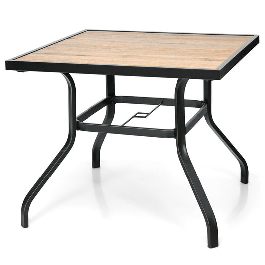 Patio Metal Square Dining Table for Garden and Poolside, Black Patio Dining Tables Black at Gallery Canada