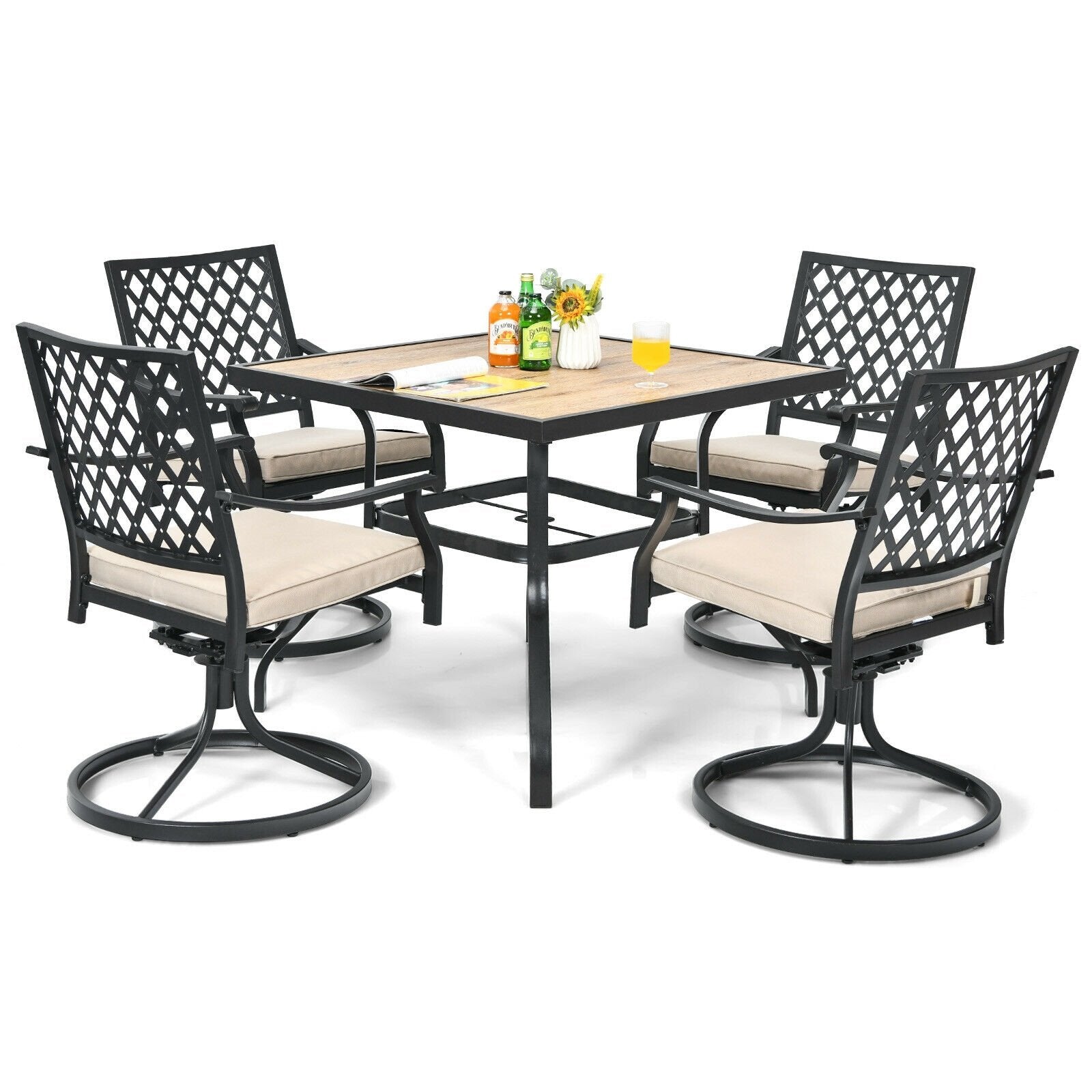 Patio Metal Square Dining Table for Garden and Poolside, Black - Gallery Canada