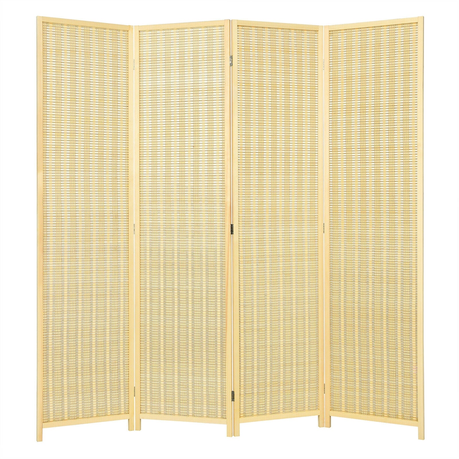 6 ft 4 Panel Portable Folding Room Divider Screen, Natural Room Dividers Natural at Gallery Canada