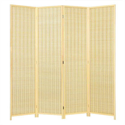 6 ft 4 Panel Portable Folding Room Divider Screen, Natural Room Dividers Natural at Gallery Canada