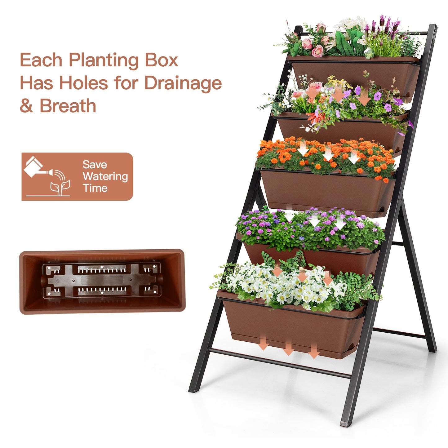5-tier Vertical Garden Planter Box Elevated Raised Bed with 5 Container, Brown Raised Garden Beds at Gallery Canada
