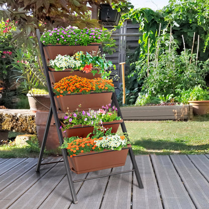 5-tier Vertical Garden Planter Box Elevated Raised Bed with 5 Container, Brown - Gallery Canada
