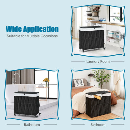 Laundry Hamper with Wheels and Lid, Black at Gallery Canada