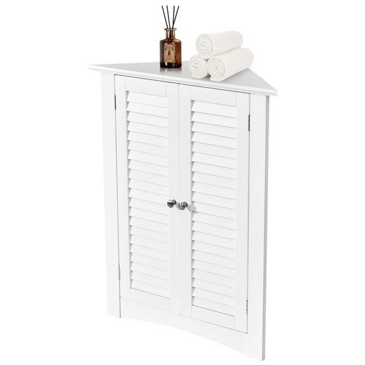 Corner Storage Cabinet, Freestanding Floor, Shutter Door, White Floor Cabinets White at Gallery Canada