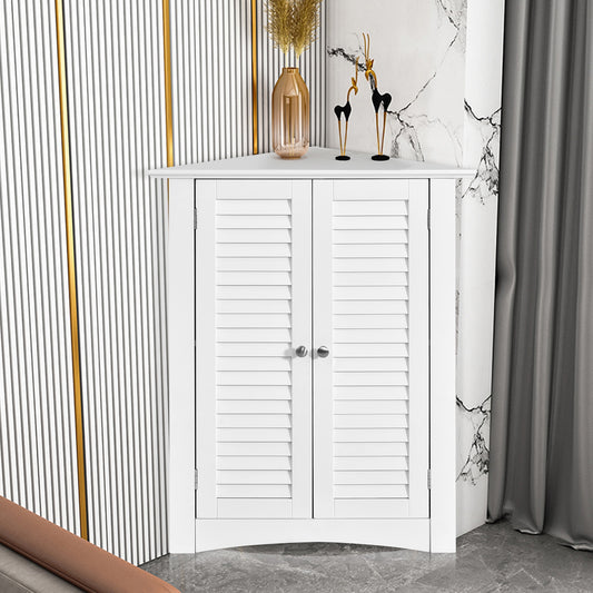Corner Storage Cabinet, Freestanding Floor, Shutter Door, White Floor Cabinets White at Gallery Canada