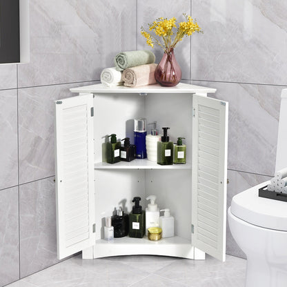 Corner Storage Cabinet, Freestanding Floor, Shutter Door, White Floor Cabinets at Gallery Canada