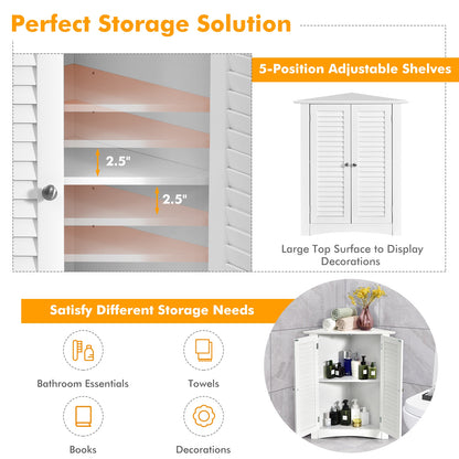 Corner Storage Cabinet, Freestanding Floor, Shutter Door, White Floor Cabinets at Gallery Canada
