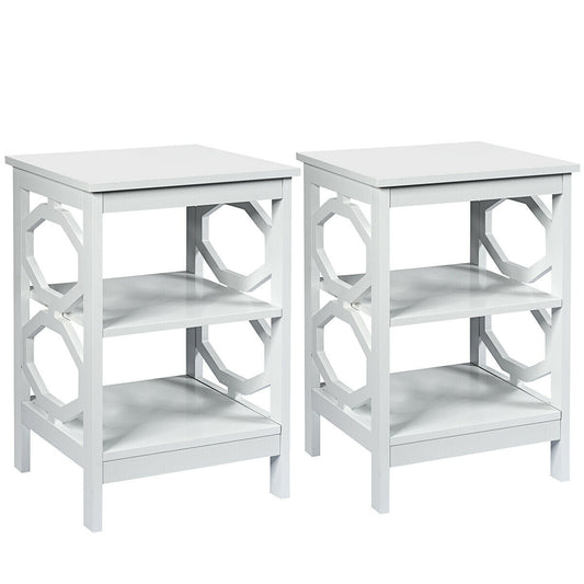 3-Tier Nightstand, Sofa Side End Accent Table, White