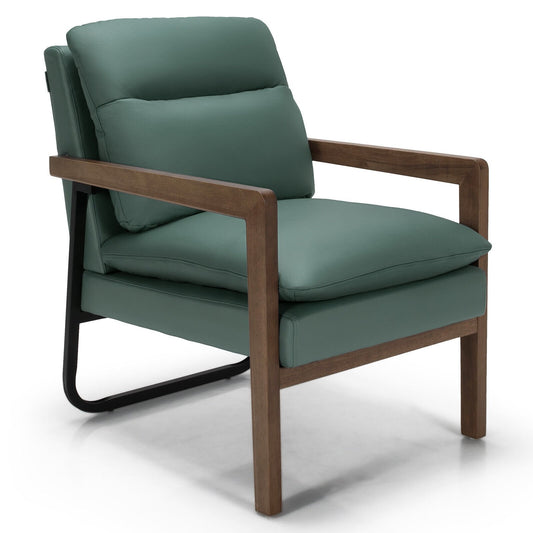 Single Sofa Chair with Extra-Thick Padded Backrest and Seat Cushion, Green at Gallery Canada