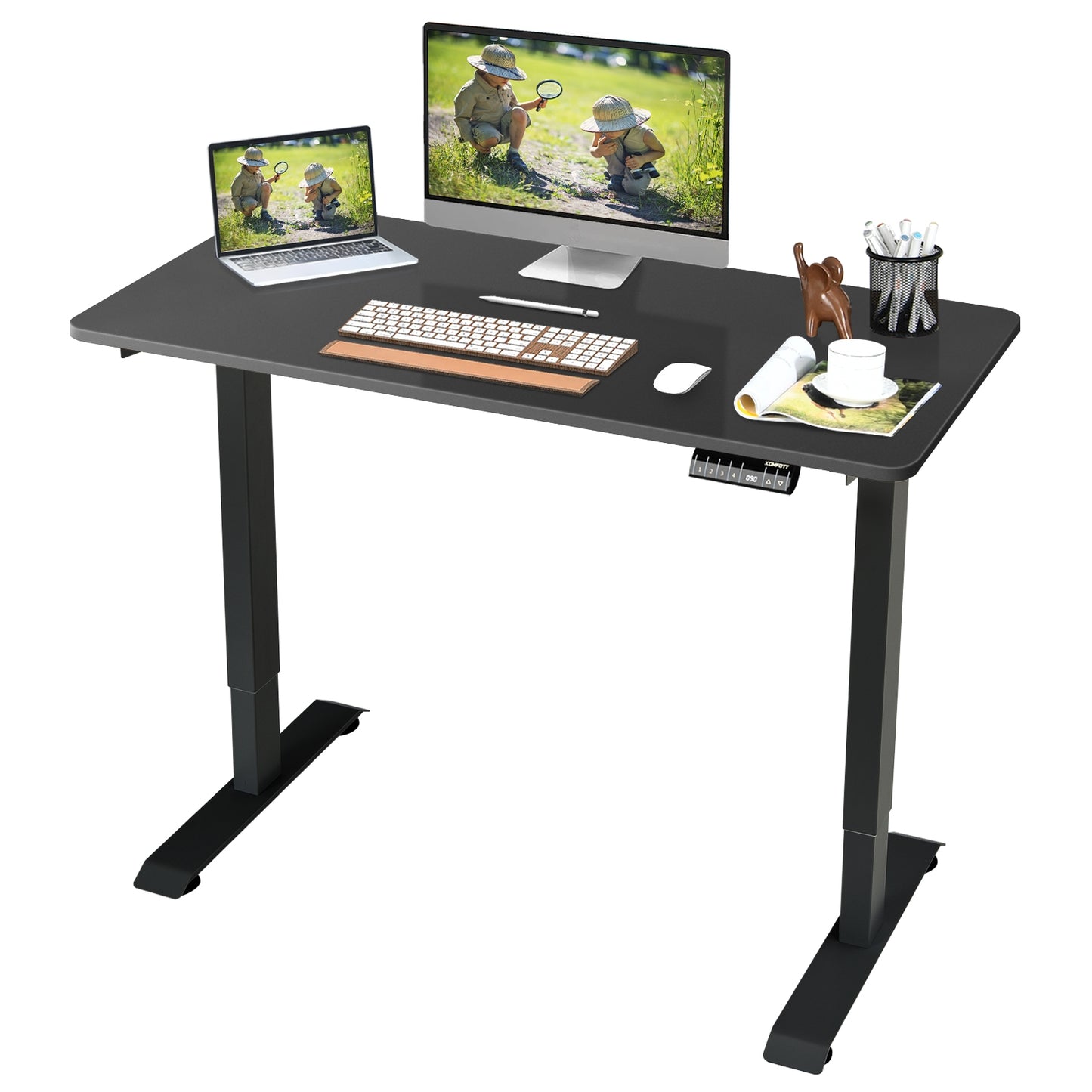 Electric Height Adjustable Standing Desk, Black Standing Desks Black at Gallery Canada
