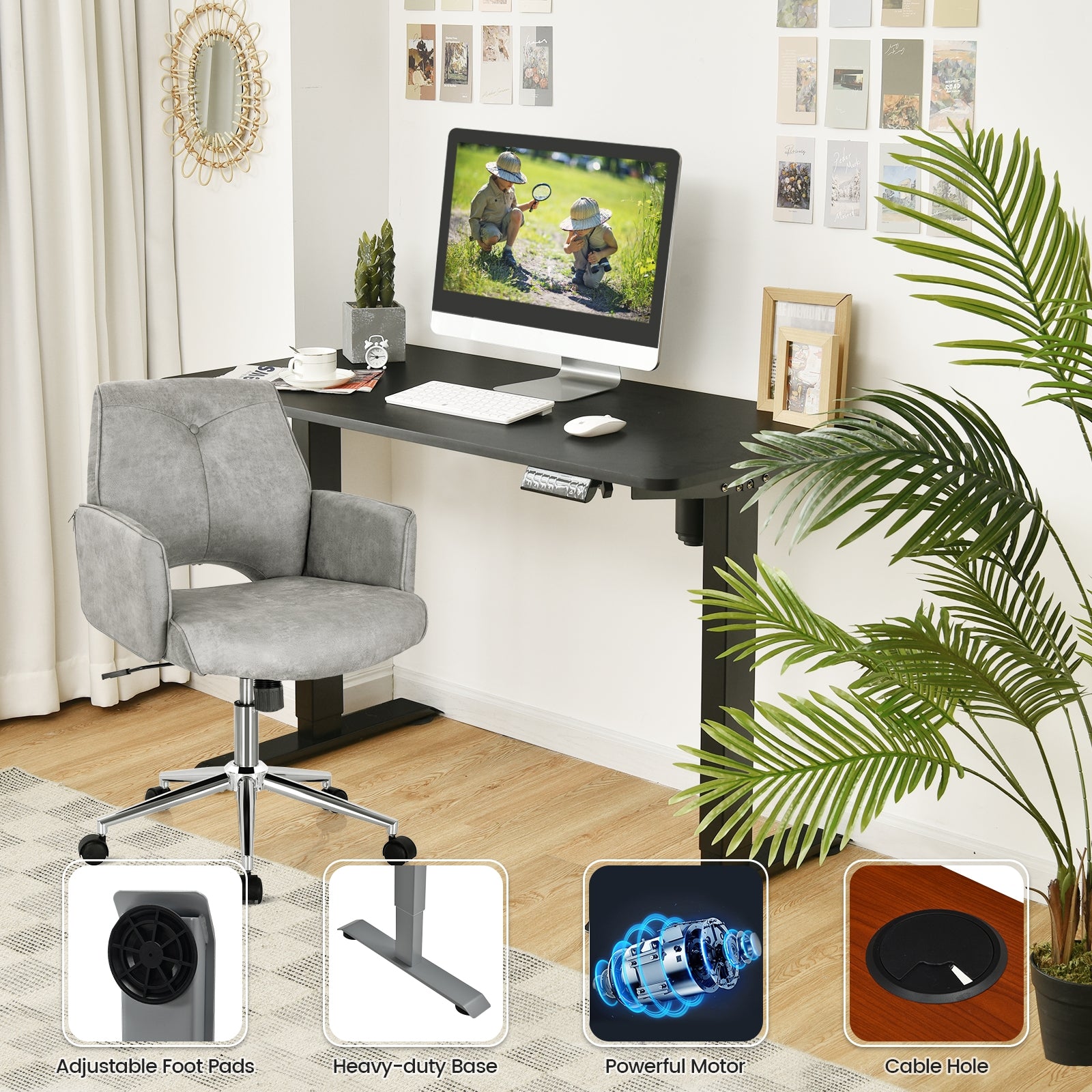 Electric Height Adjustable Standing Desk with Memory Controller, Black Standing Desks at Gallery Canada