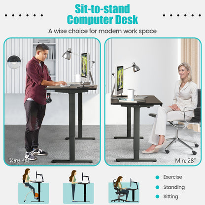 Electric Height Adjustable Standing Desk with Memory Controller, Black Standing Desks at Gallery Canada
