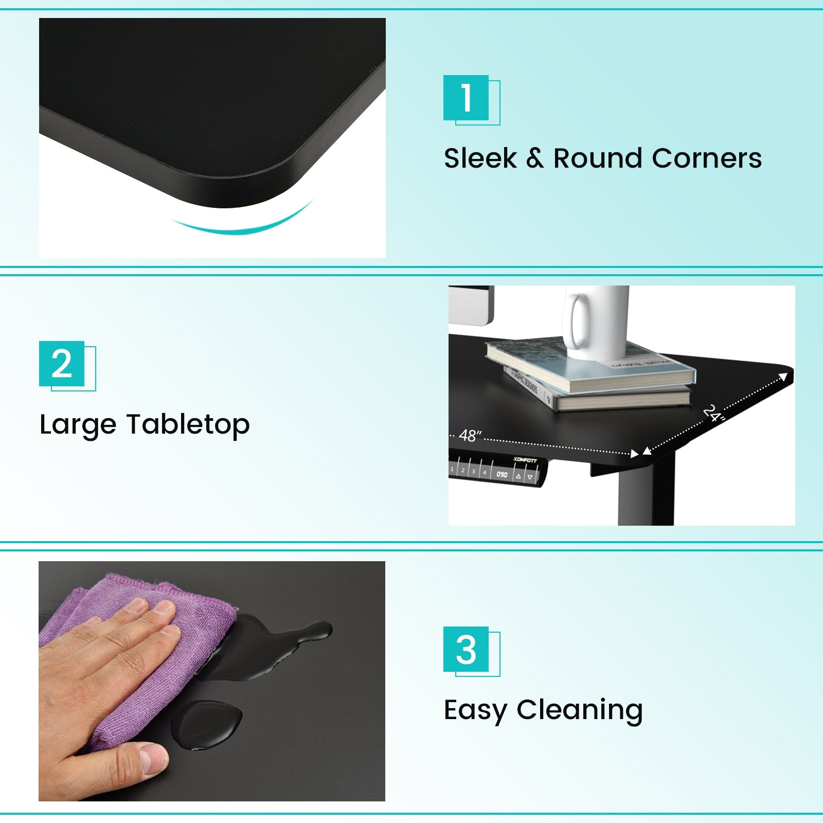 Electric Height Adjustable Standing Desk with Memory Controller, Black Standing Desks at Gallery Canada