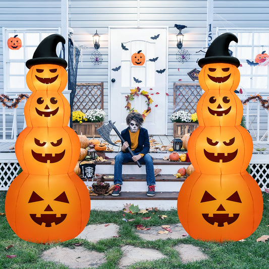 8 Feet Inflatable Halloween Pumpkin Stack, Built-in LED Lights, Orange Halloween Orange at Gallery Canada
