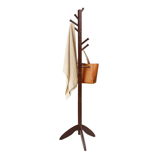 Wooden Free Standing Coat Rack with 11 Hooks, Walnut - Gallery Canada