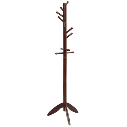 Wooden Free Standing Coat Rack with 11 Hooks, Walnut at Gallery Canada